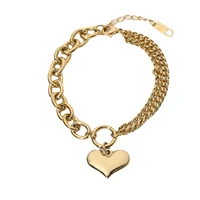 multi layer splicing chain bracelet gold color women love heart link bracelet bangles valentines day gift simple buckle