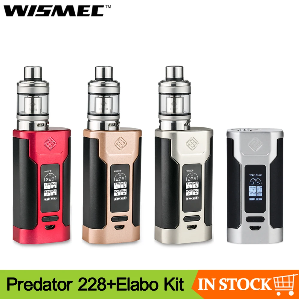 Оригинал Wismec Predator 228 Mod с атомайзер Elabo Vape kit Поддержка двух аккумуляторов 18650