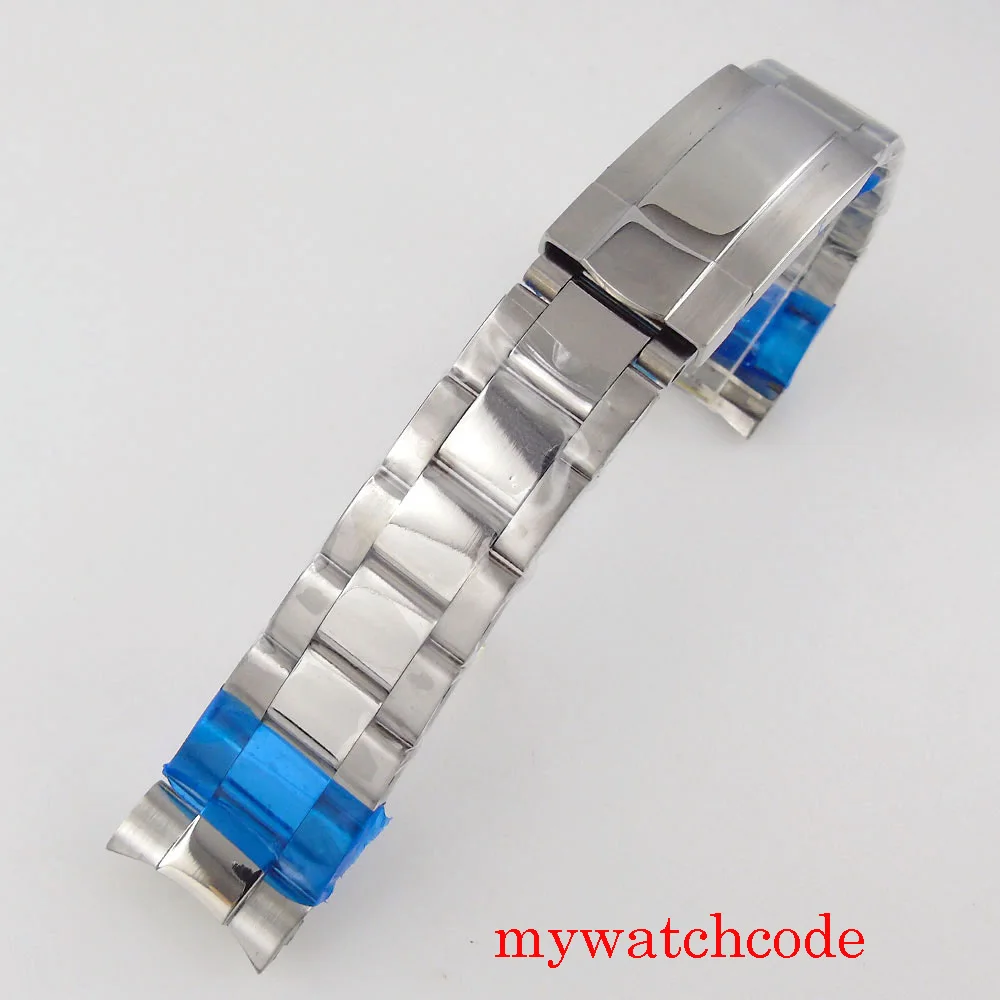 

Bliger No Logo Oyster 316L Stainless Steel 20mm Width Bracelet Folding Clasp Polished Center Wristwatch Accessories