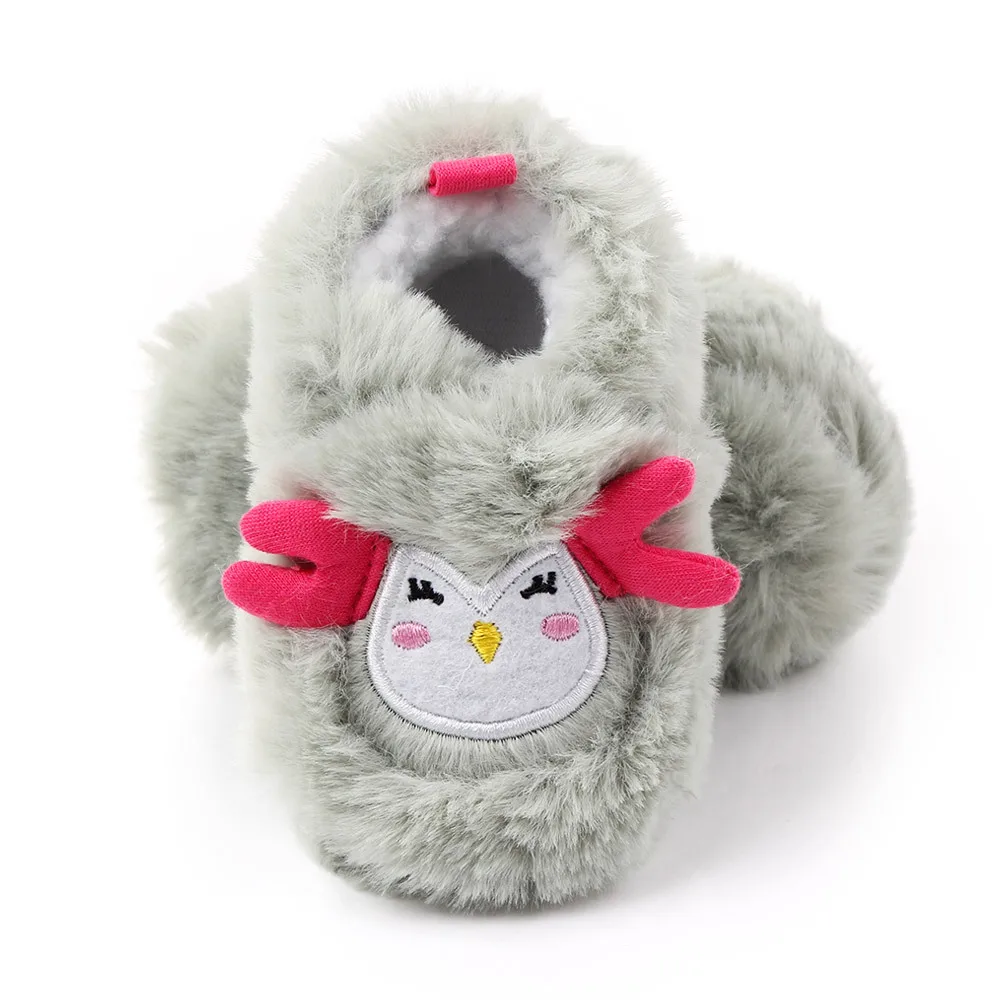 Брендовая плюшевая теплая обувь для маленьких девочек зимняя мягкая малышей в