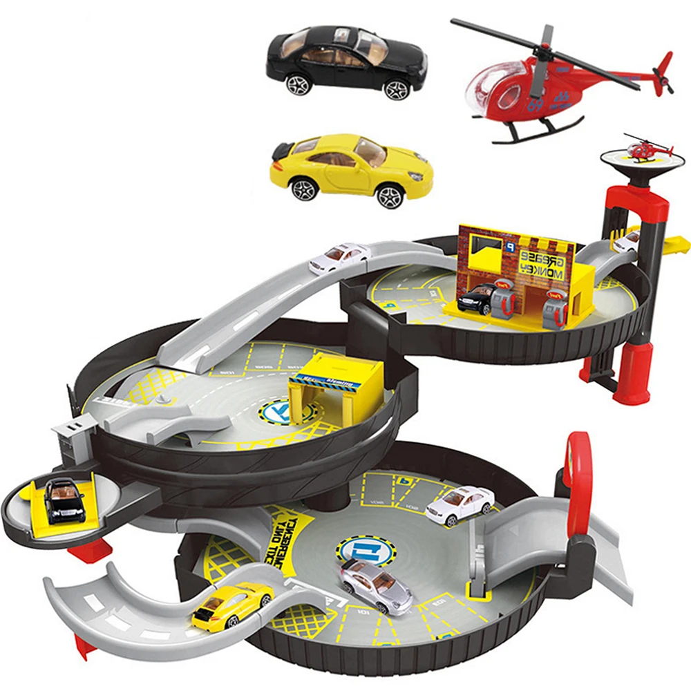 Спиральные ролевые дорожки для машин детей город парковки игрушечный гараж