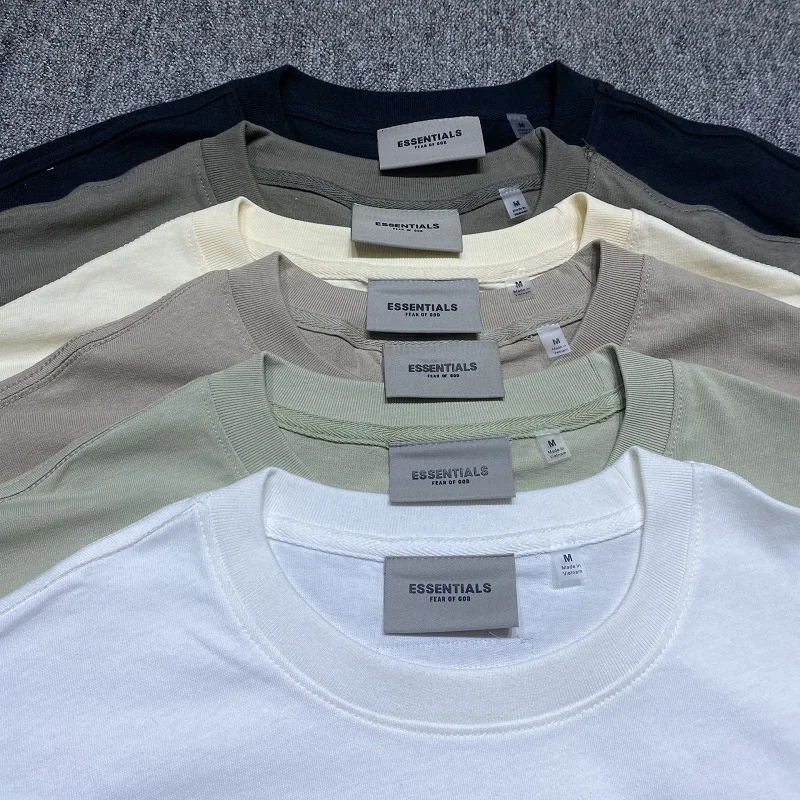 

Men and Women Pure Cotton Loose T-Shirt 100% ESSENTIALS Hip-Hop Summer Fashion Short-Sleeved 2021 Couple White Sports Top