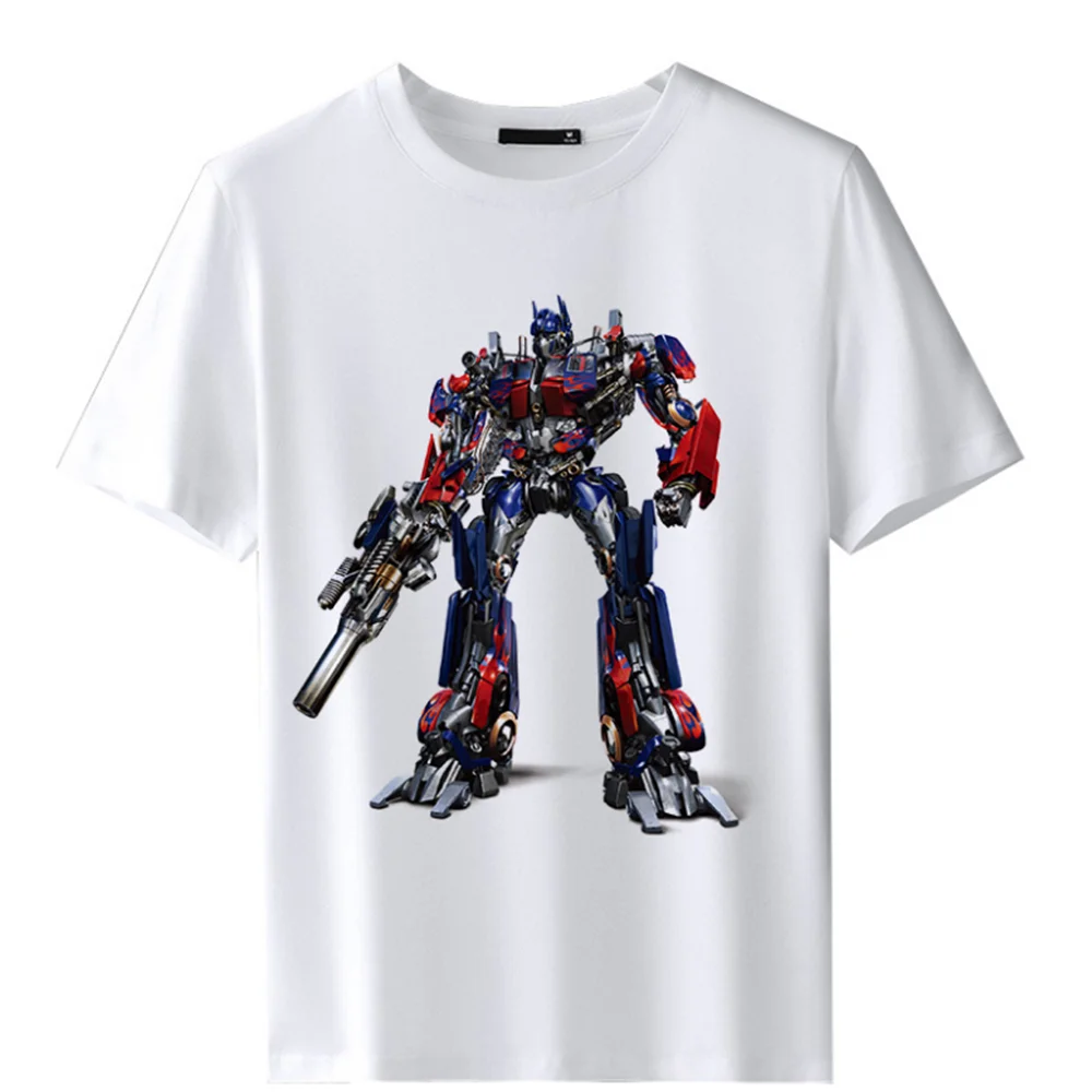 

Summer short sleeved white cotton print cartoon King Kong Clothing Optimus Prime Hornet T-Shirt Student Trans Film Perimetel Top