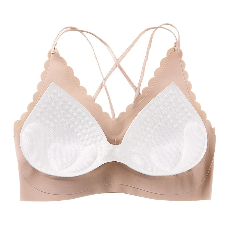 

SALSPOR Seamless Bra Women Wireless Push Up Bralette Cross Shoulder Straps Comfortable Lingerie Female Sexy Back Underwear