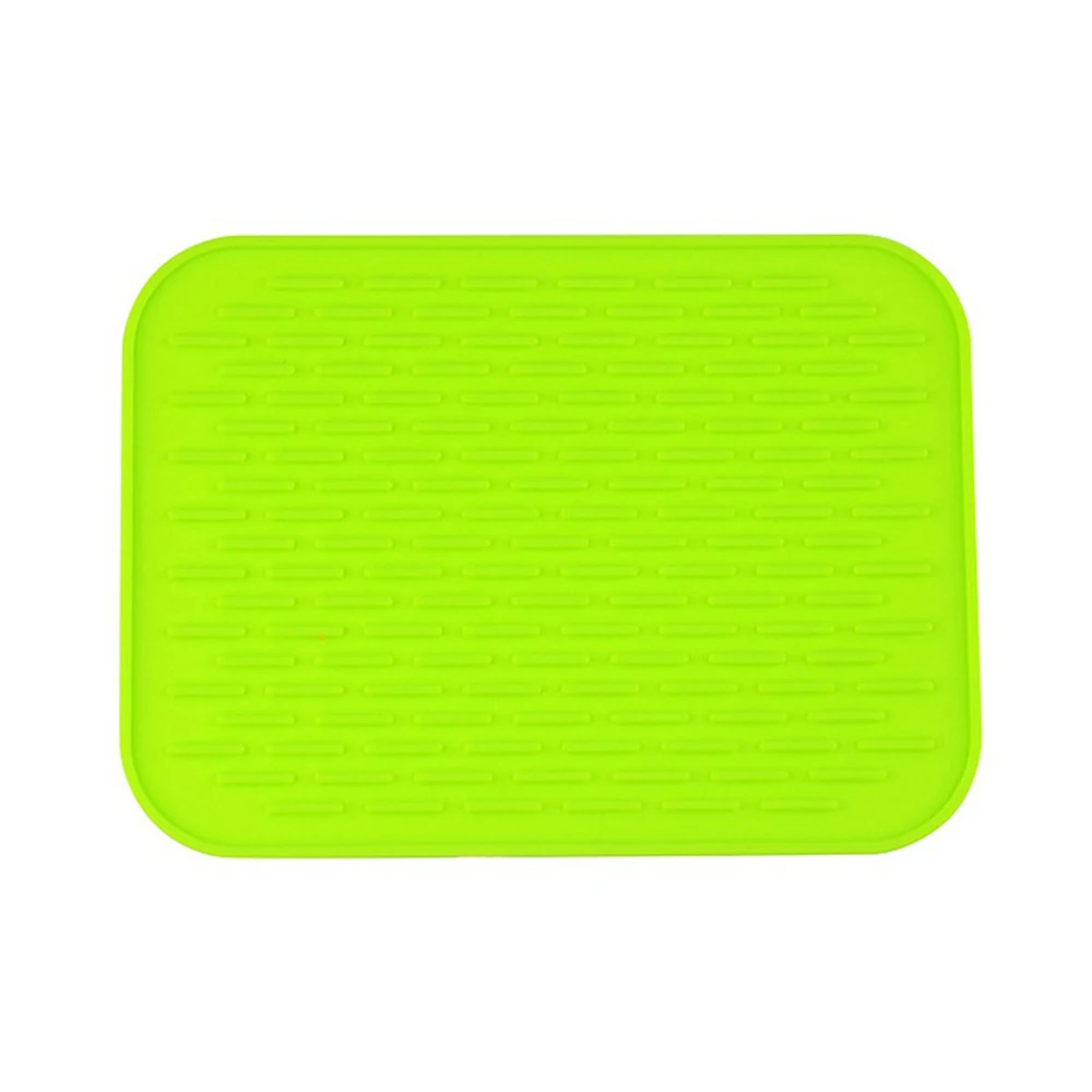 green Rectangle Silicone Table Placemat Heat Resistant Drying Saucepan Dinnerware Mat Pad Dishes Cup Coaster Kitchen Accessories - Цвет: green