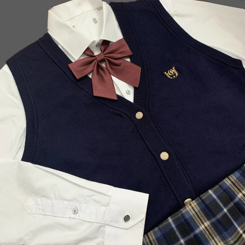 Униформа JK свитер с V-образным вырезом вязаная японская школьная форма кардиган