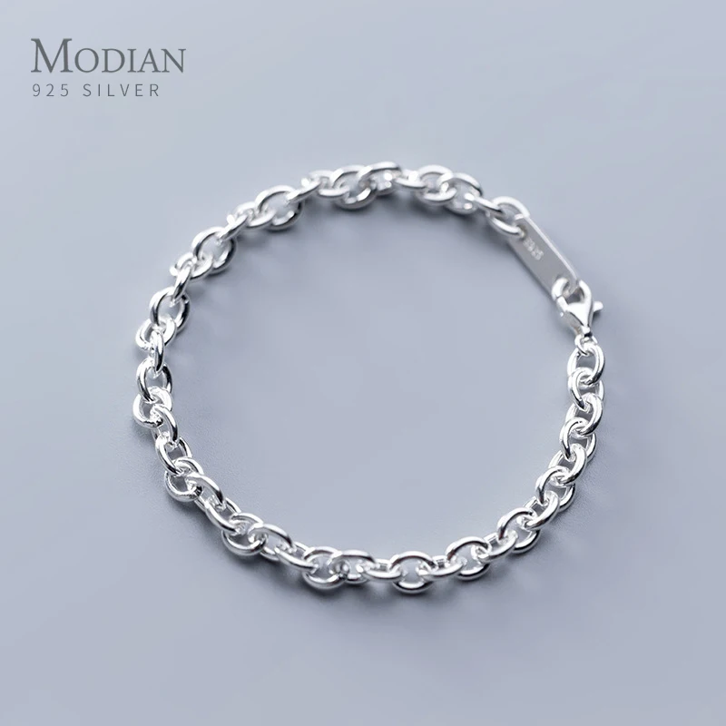 

Modian New Minimalism Chain Bracelet for Women Genuine 925 Sterling Silver Geometric Bracelet Korea Style Fine Jewelry Bijoux