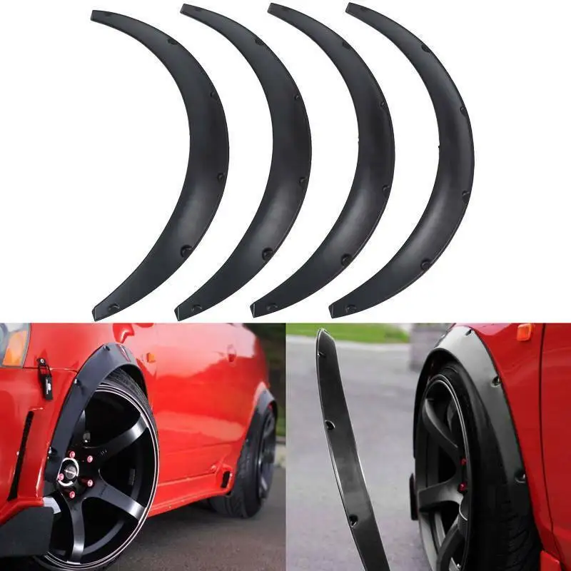 

Samger4x Plastic Car Body Wheel Eyebrow Fender Flares Flexible Durable Mud Flaps Mudguard Mudguard Wheel Black
