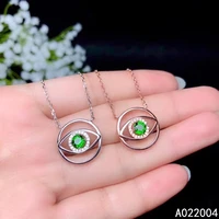 kjjeaxcmy fine jewelry 925 sterling silver inlaid natural diopside female miss woman pendant necklace chain lovely support test