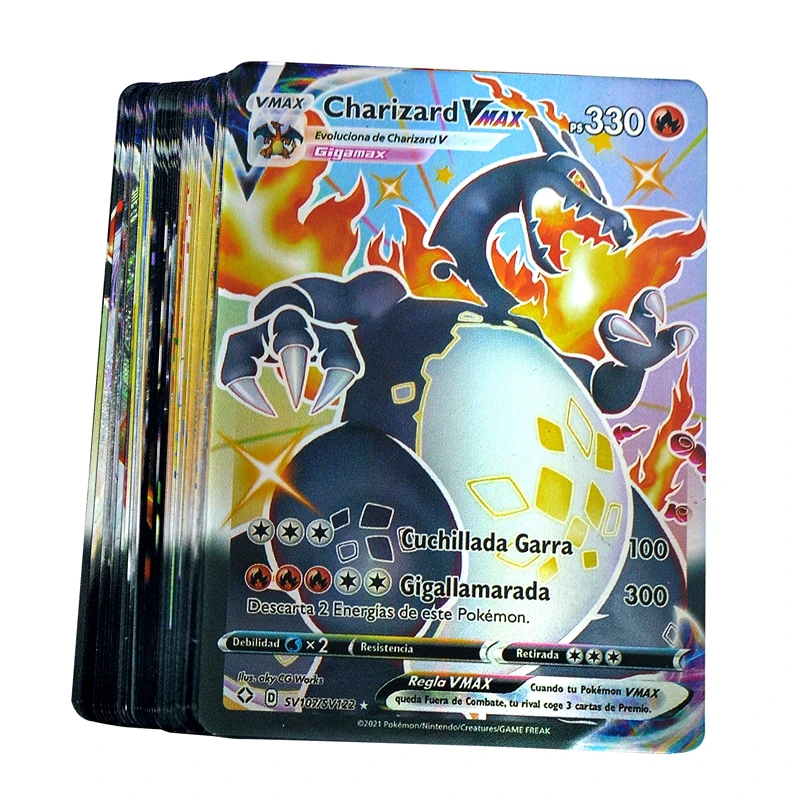 

20~100Pcs Pokemon Spanish Ianguage Flash Game Battle Collection Card Children Battle Interactive Trade Toys Gift