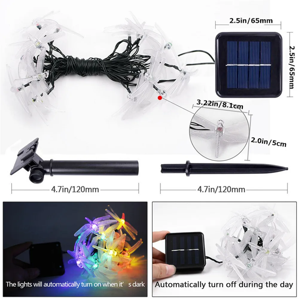 30 LED 6M Solar Christmas Light Dragonfly Fairy String Outdoor Waterproof For Festival Party Garden Room Patio Decor | Освещение