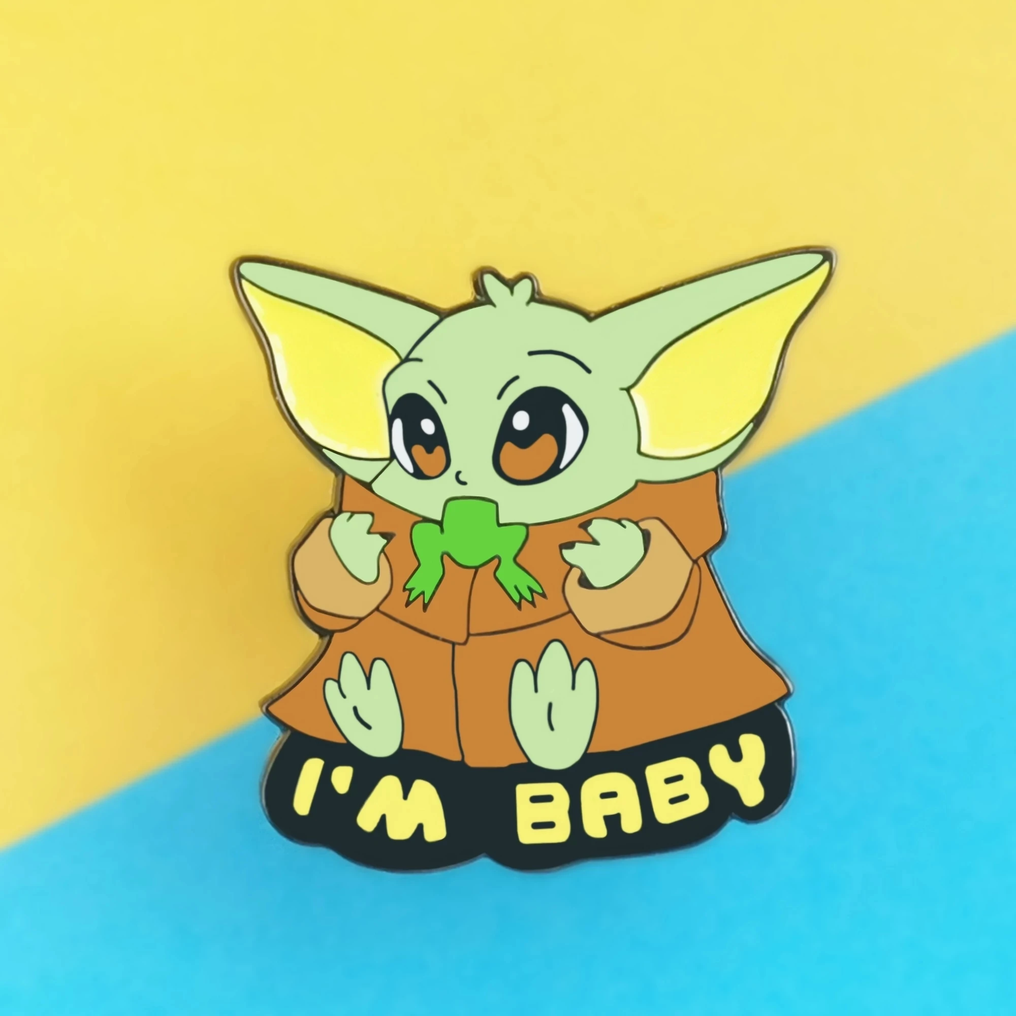 

Cute Cartoon I'M BABY Eat Frog Yodas Hard Enamel Pin Kawaii StarWarr Lapel Badge Brooch Fans Gift Jewelry Fashion Accessories