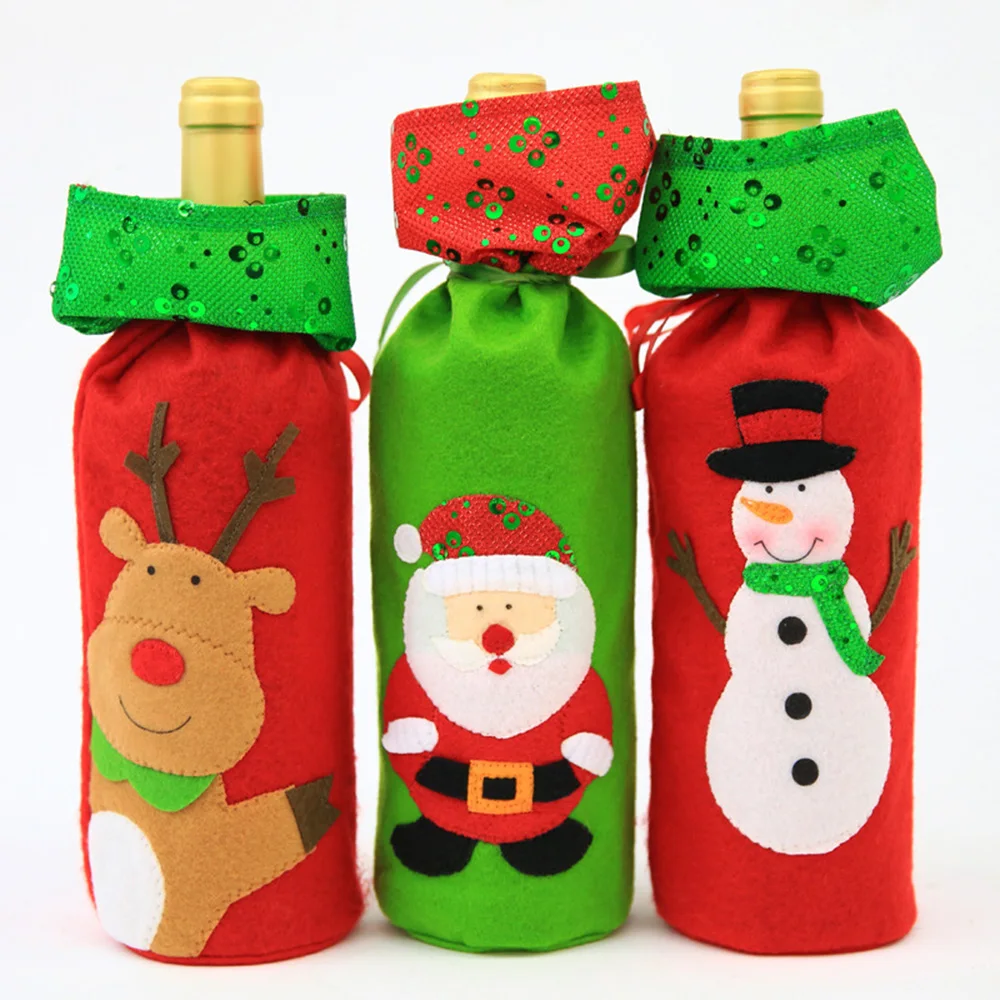 Цвет красного вина Рождественская бутылка сумка Обложка для рождественские