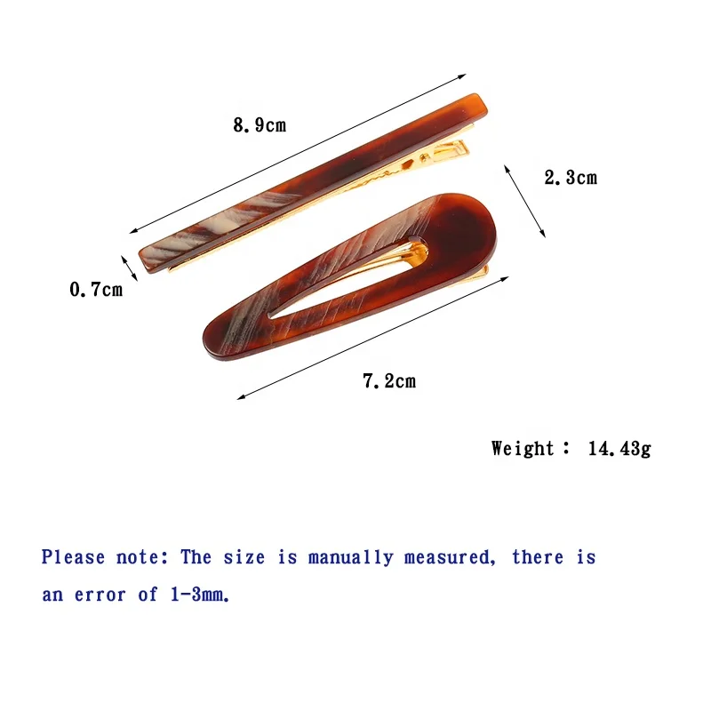 

Fashional hair accessories 2 PCS Acrylic Stainless Steel Women Hair Clips