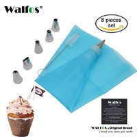 walfos 8 pcsset silicone kitchen accessories icing piping cream pastry bag stainless steel nozzle cake decoration baking tools