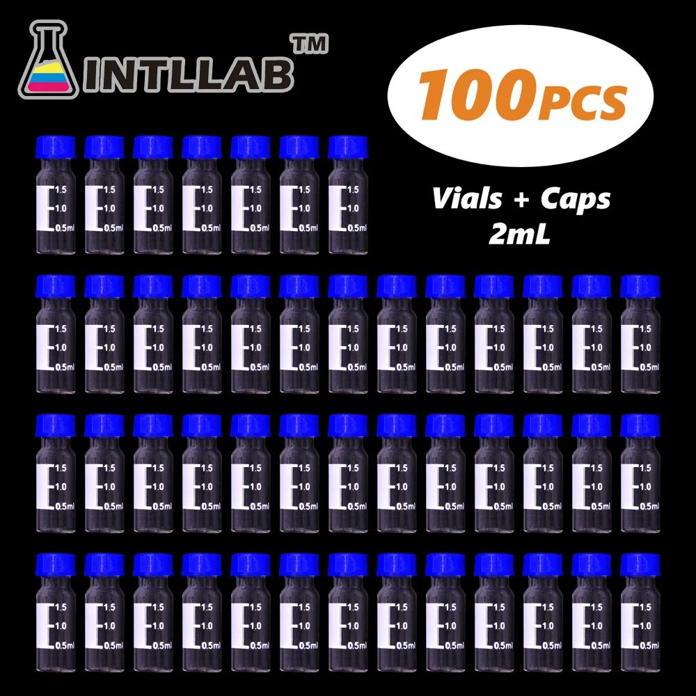 INTLLAB флакон Autosampler 2 мл ВЭЖХ и синий винт крышка с отверстием 100 ⑤ упак. |
