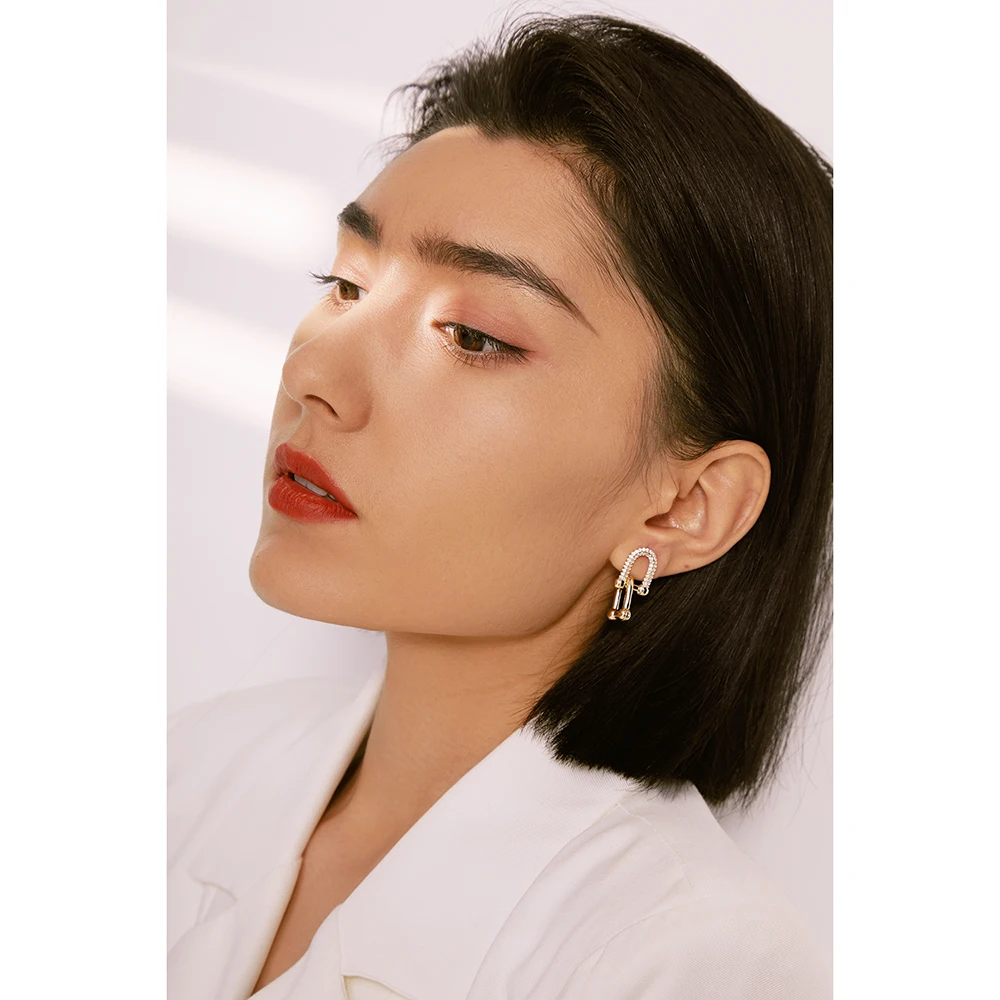 Серьги Yhpup изысканный Фианит в виде колец геометрической формы Западный бренд