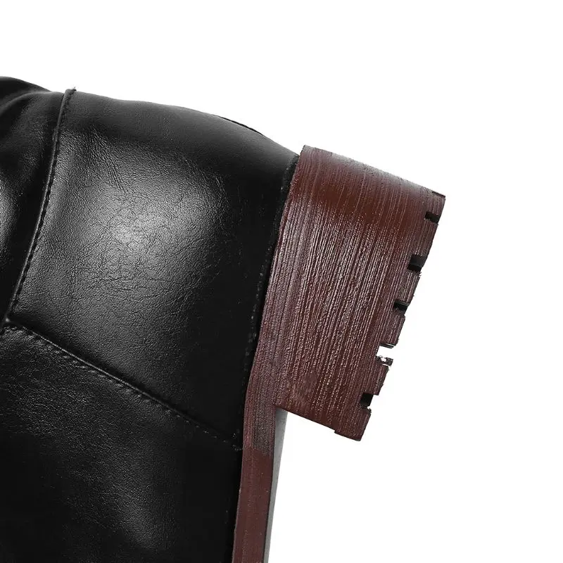 Женские офисные ботфорты на молнии TAOFFEN зимние высокие сапоги размеров 34-48 | Обувь