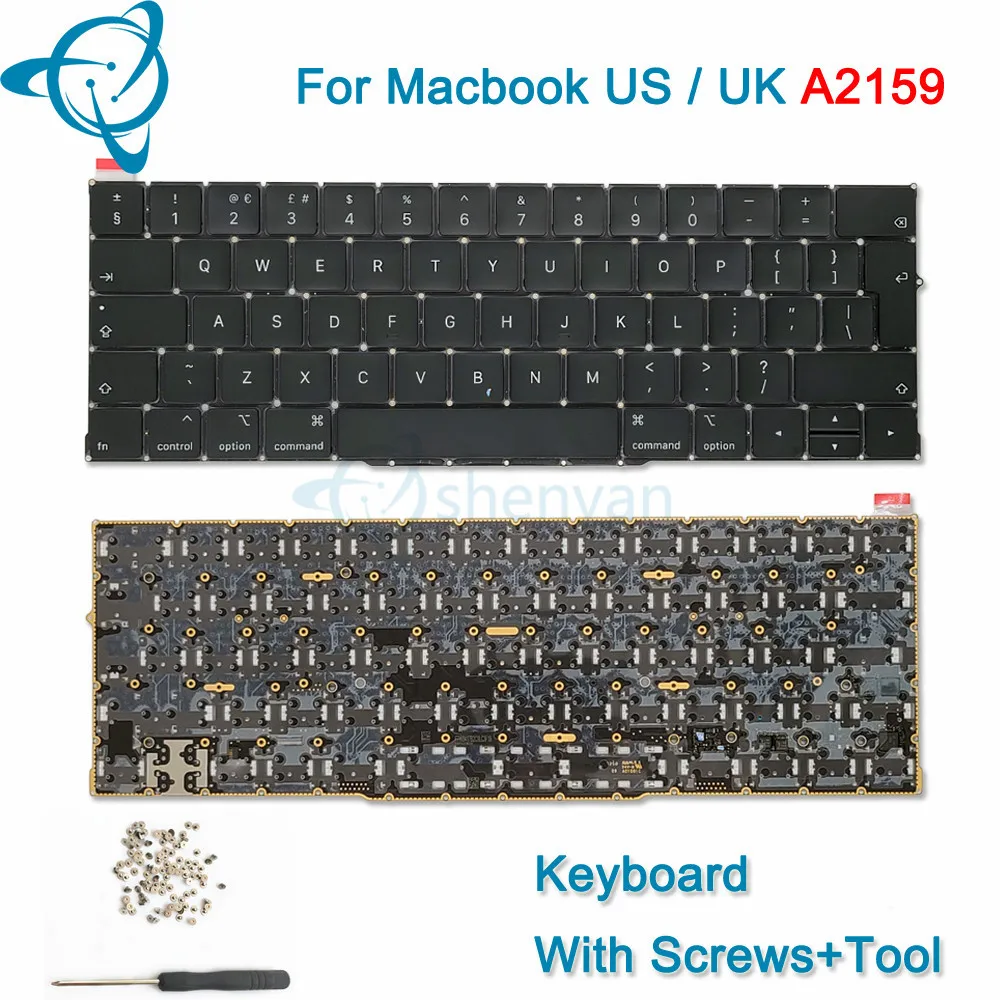 

Клавиатура ShenYan US / UK / EU A2159 для ноутбука Macbook Pro Retina 13,3, английская клавиатура A2159 с винтами 2019 2020 EMC 3301