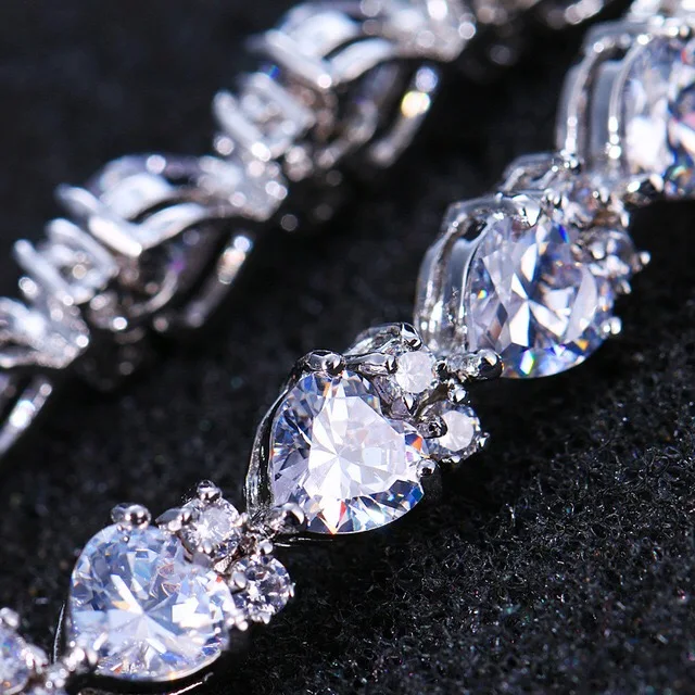 

S35 Platinum Plated Heart Flower 5A NSCD Stone Classical Tennis bracelets for women hip hop jewelry love bracelet