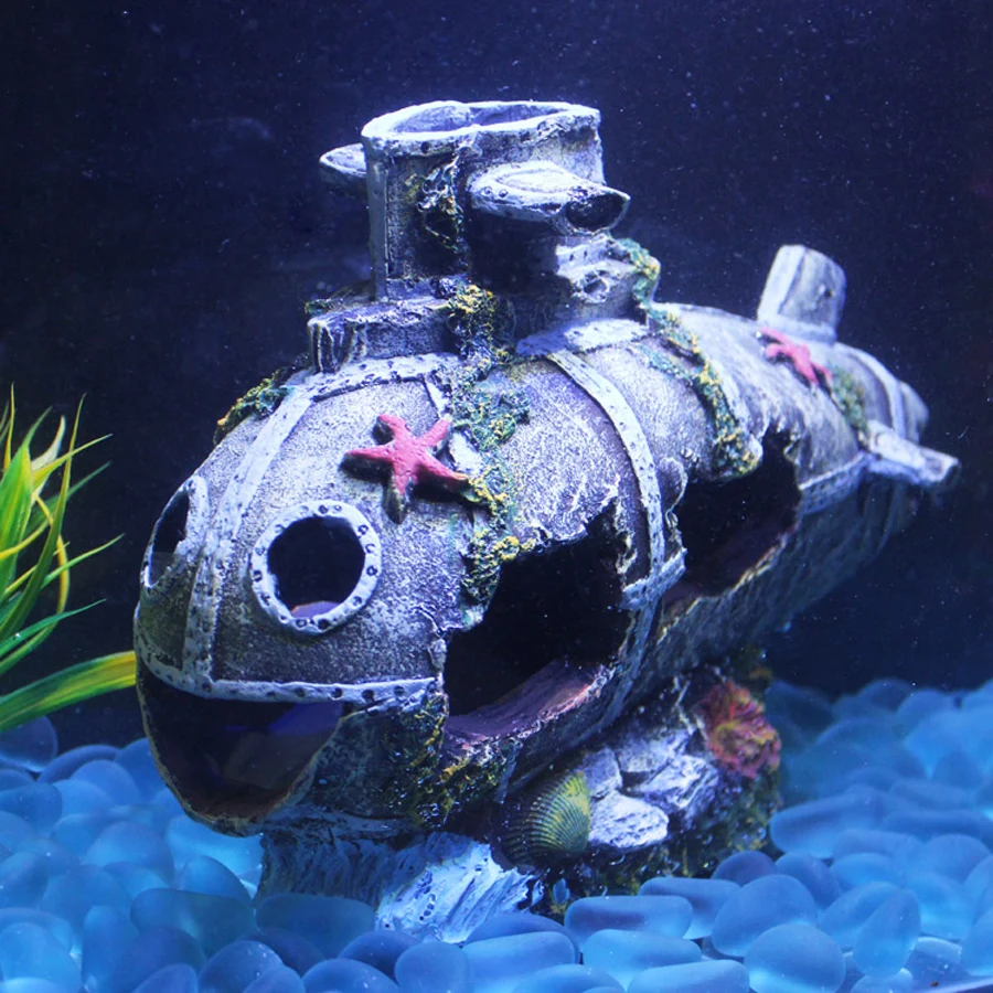 

Resin Sunk Ship Aquarium Ornament Wreck Sunk Submarine Fish Tank Waterscape Cave Decor Free Shipping New Aquarium Tank