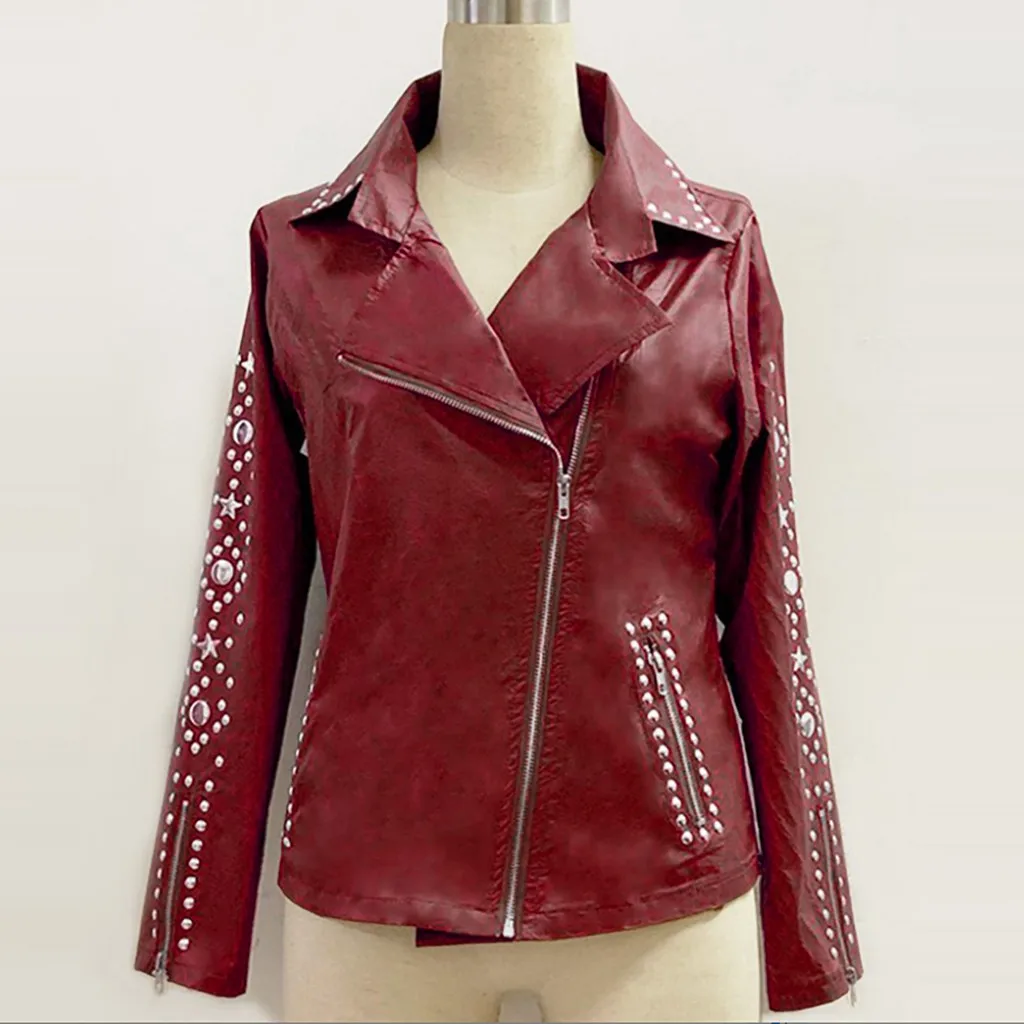 Женская куртка в стиле панк хип хоп с лацканами на молнии длинным рукавом