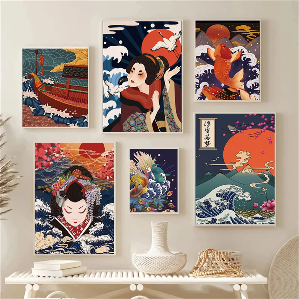 

Japanese Ukiyoe Art Canvas Paintings Posters And Painting For Japanese Ramen House Izakaya For Tradition Home Decoration Gift