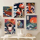 Японские художественные картины на холсте Ukiyoe, постеры и картина для японского домика-рамен изакая для традиционного украшения дома, подарок