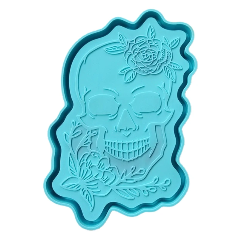

R58E Skull Tray Epoxy Resin Mold Serving Plate Board Coaster Casting Silicone Mould DIY Crafts Jewelry Home Decorations Making