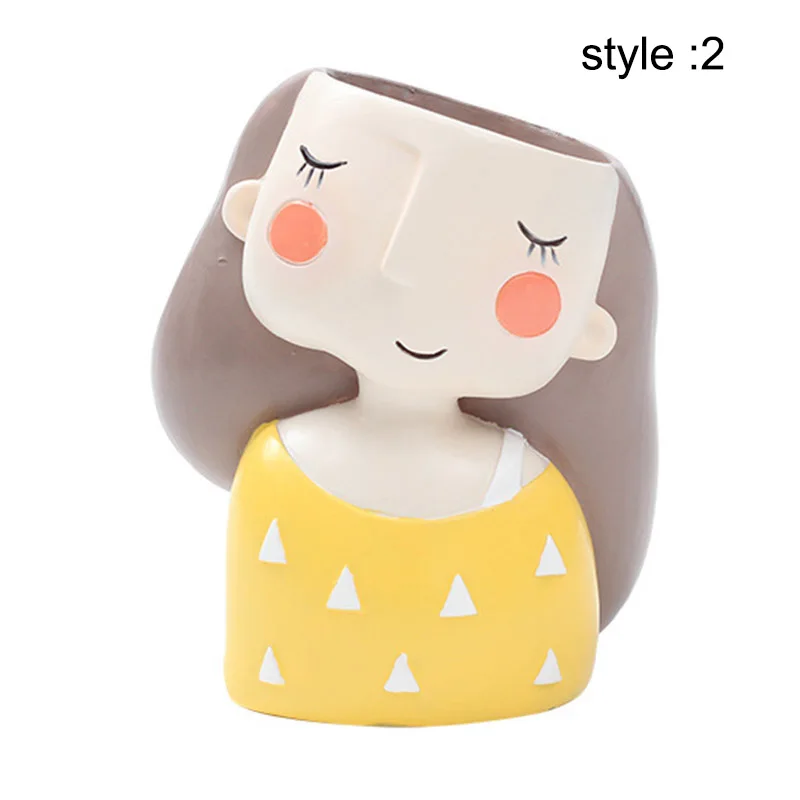 Смола Цветочный Горшок девушка изображение суккулента контейнер для сада