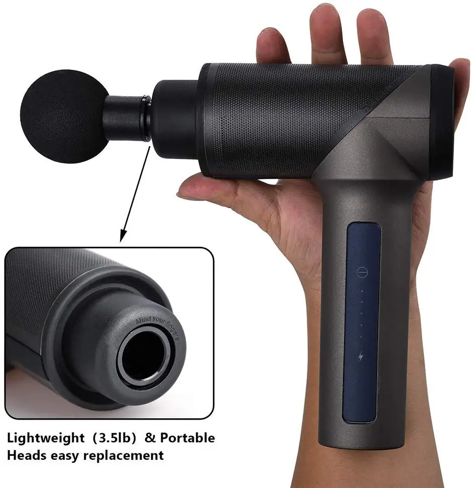 Массажный пистолет для мышц 5 скоростей массажер с 4 головками мощный
