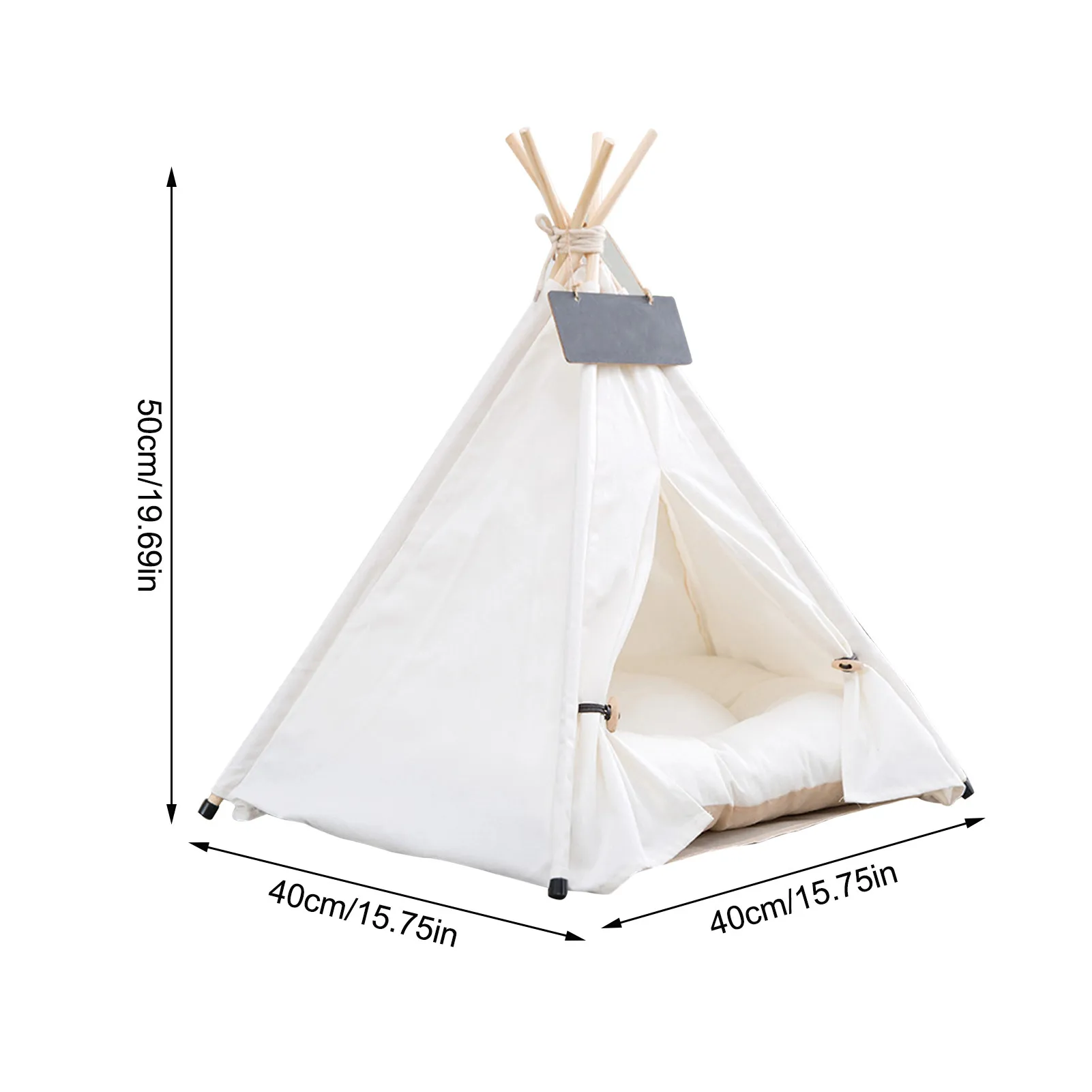 

Pet Tent House Cat Bed Portable Teepee With Thick Cushion Available For Dog Puppy Excursion Outdoor Indoor
