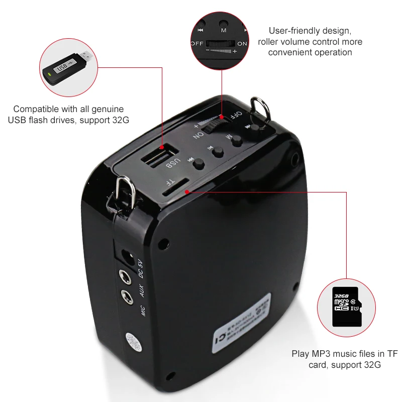 저렴한 SHIDU-15W 음성 증폭기 유선 마이크, 교사를 위한 휴대용 풀 레인지 오디오 사운드 스피커 투어 가이드 요가 강사 S512