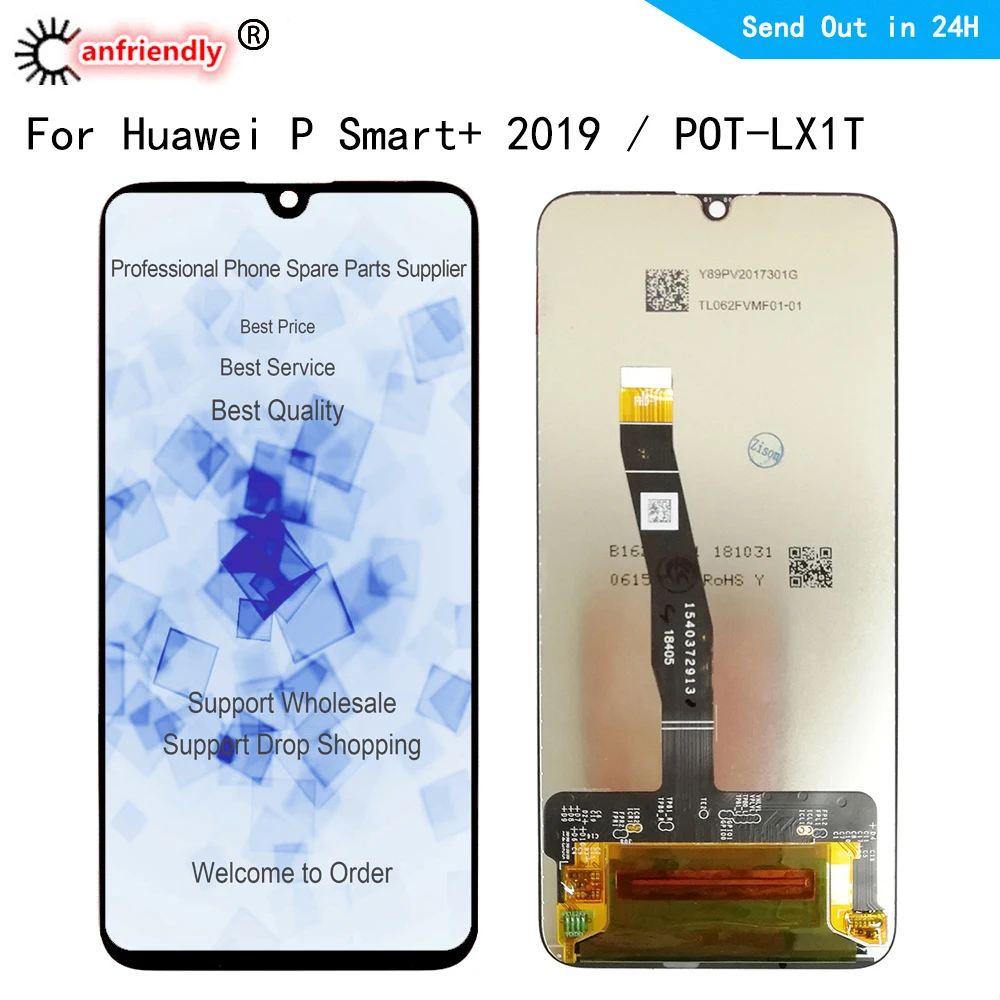 Pantalla LCD IPS de 6,21 pulgadas para Huawei P Smart + 2019 POT-LX1T, digitalizador de pantalla t&aacute;ctil con montaje de marco para P Smart plus 2019-4