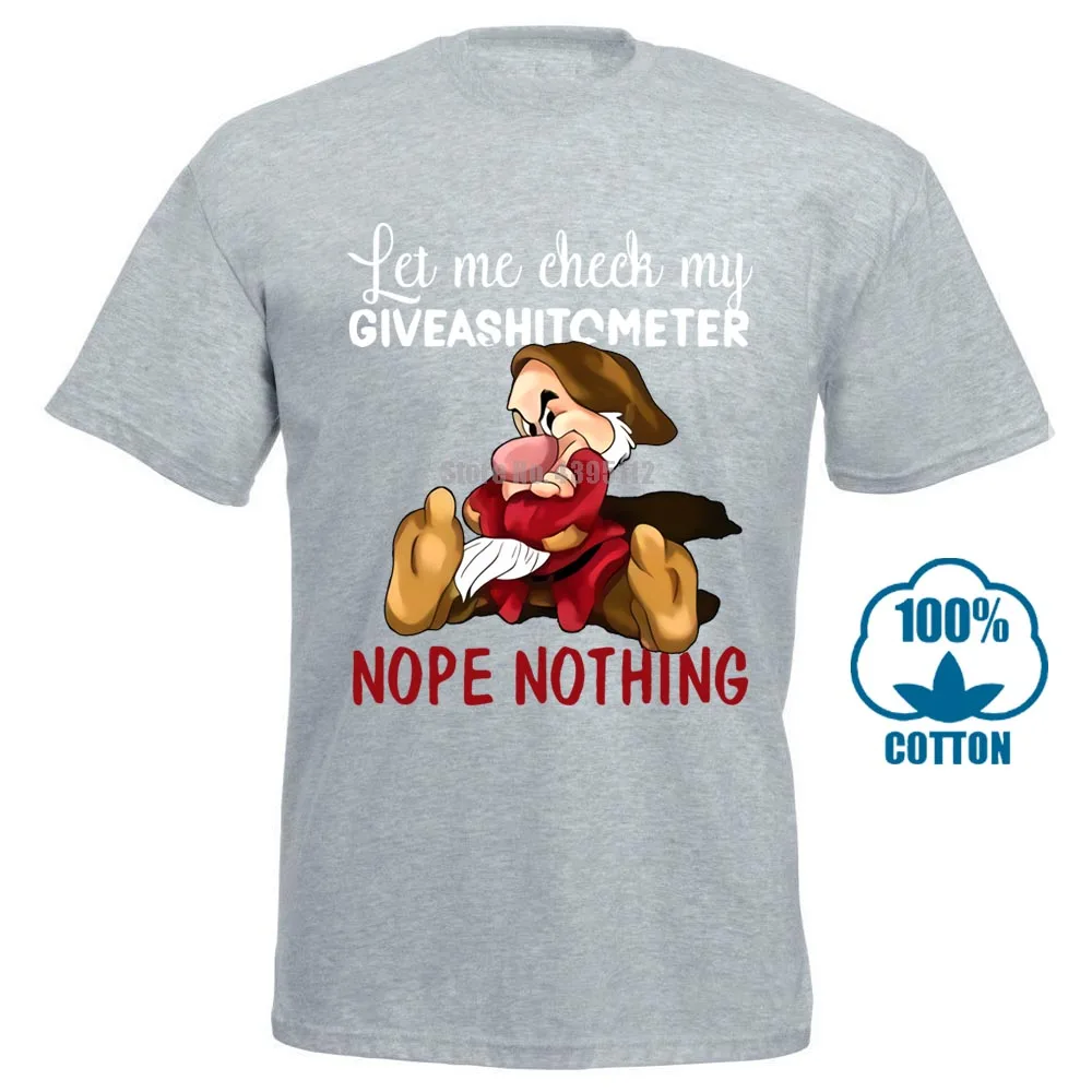Серый Grumpy позвольте мне проверить мой Giveashittometer футболка черный хлопок Мужчины Сделано в США - Цвет: Серый