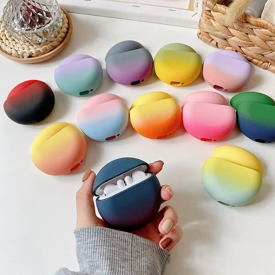 

For Huawei Freebuds 4i / Freebuds 4 /freebuds3 Bluetooth Earphone Cover Gradient rainbow Matte Hard PC Plastic Protect Case