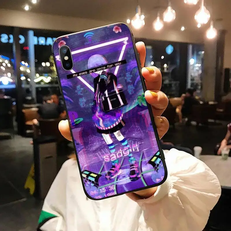 

Vaporwave Anime Glitch purple pattern Phone Case for iPhone 11 12 mini pro XS MAX 8 7 6 6S Plus X 5S SE 2020 XR shell