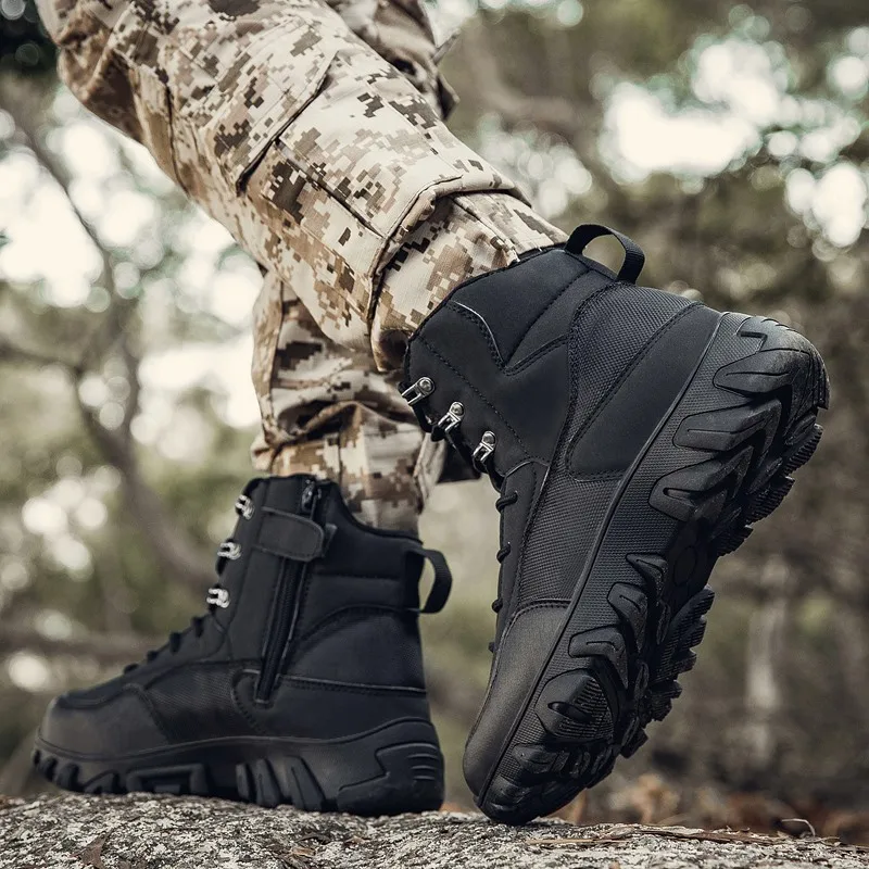 

ALCUBIEREE Winter Men Tactical Military Boots High Quality Desert Combat Ankle Boats Outdoor Army Work Shoes Assault Footwear