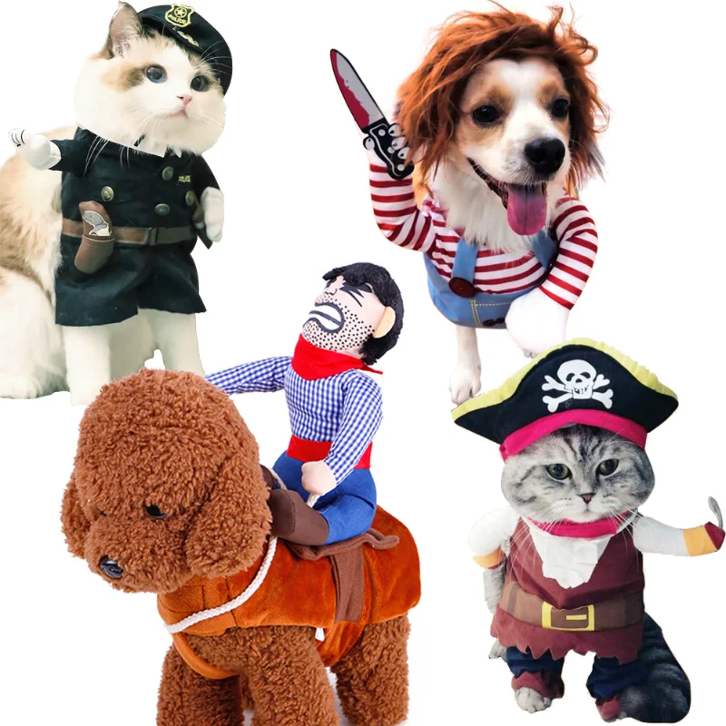 

Cartoon Pet Transformation Costume Cowboy Riding Home Pet Supplies Costume Cotton Halloween Dog Clothes Quirky Decoration
