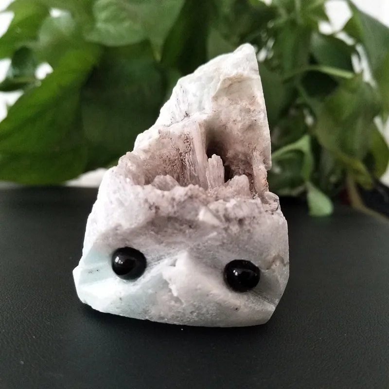 

Natural gemstone Copper Pectolite mineral specimen hand-carved hedgehog Larimar crystals collection