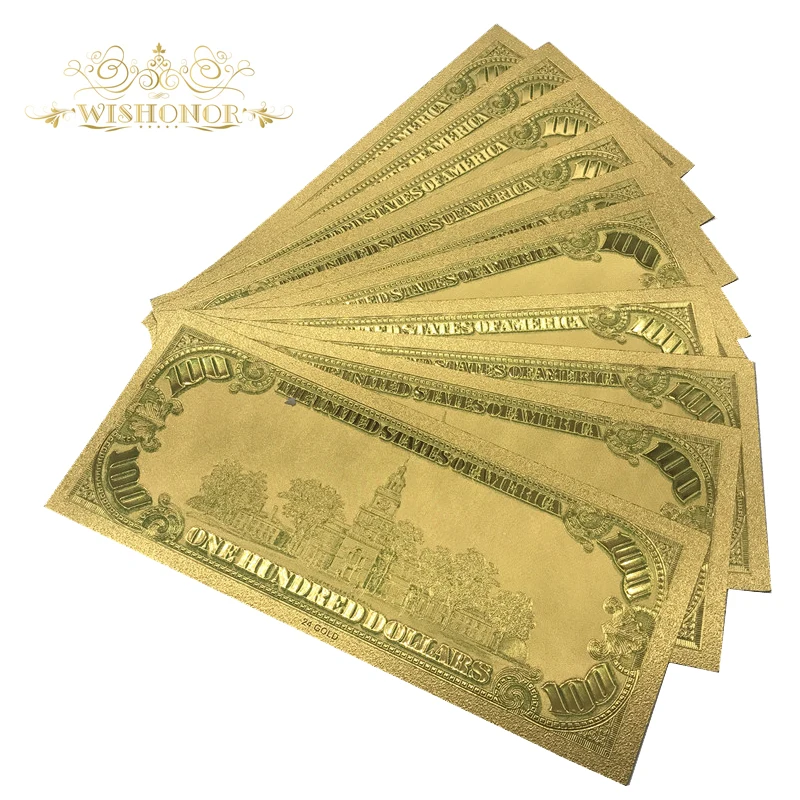 10 шт./лот 1928 года выпуска американской банкноты 100 долларов металлическая Золотая
