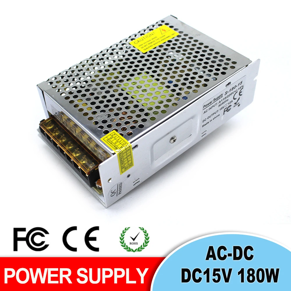 DC15V 12A 180W Переключатель Импульсный источник питания трансформатор 220v 110v AC To Fonte 15V