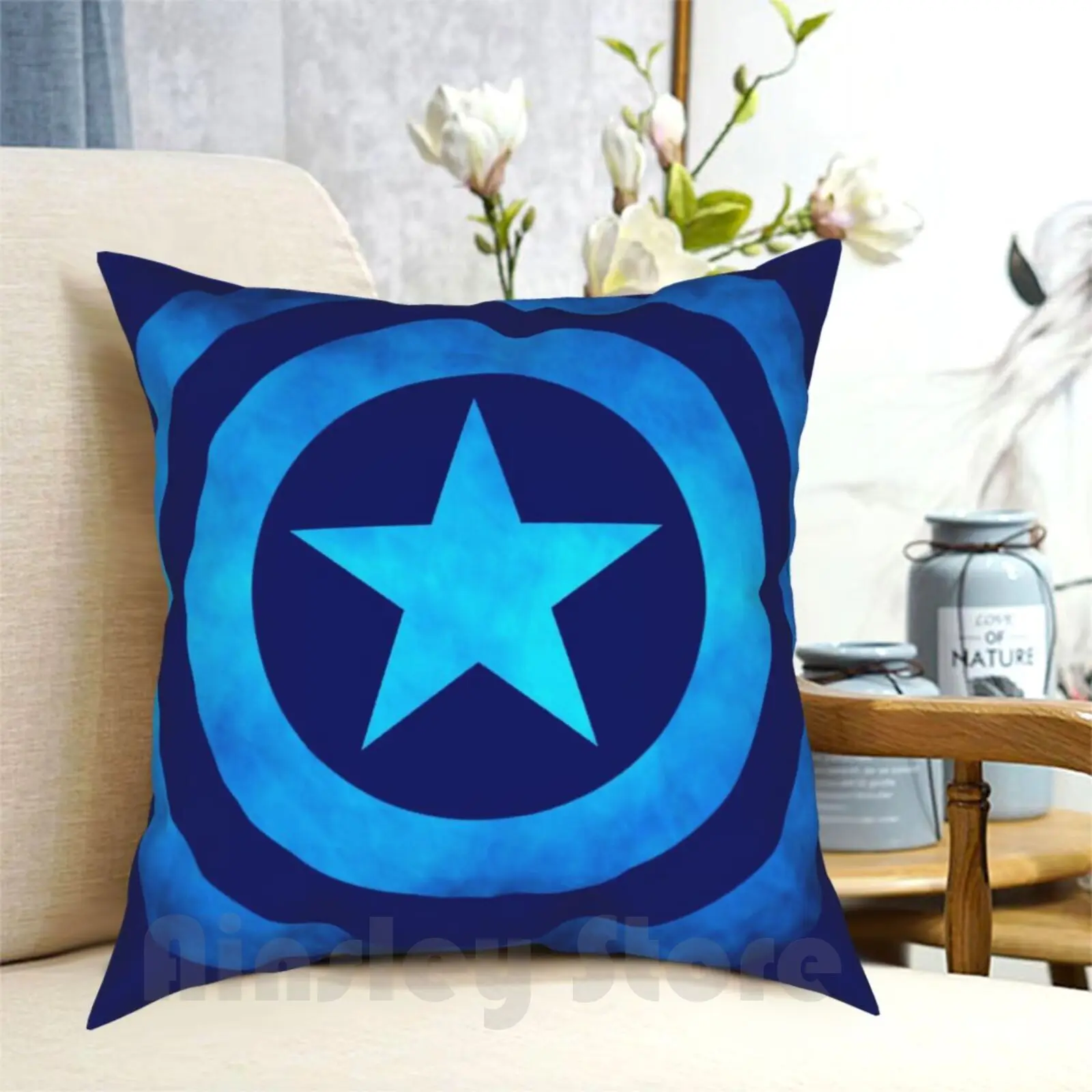 

Звезда логотип синий Подушка Чехол с принтом домашняя мягкая подушка DIY крышка звезда Patriot капитан США американского супергероя