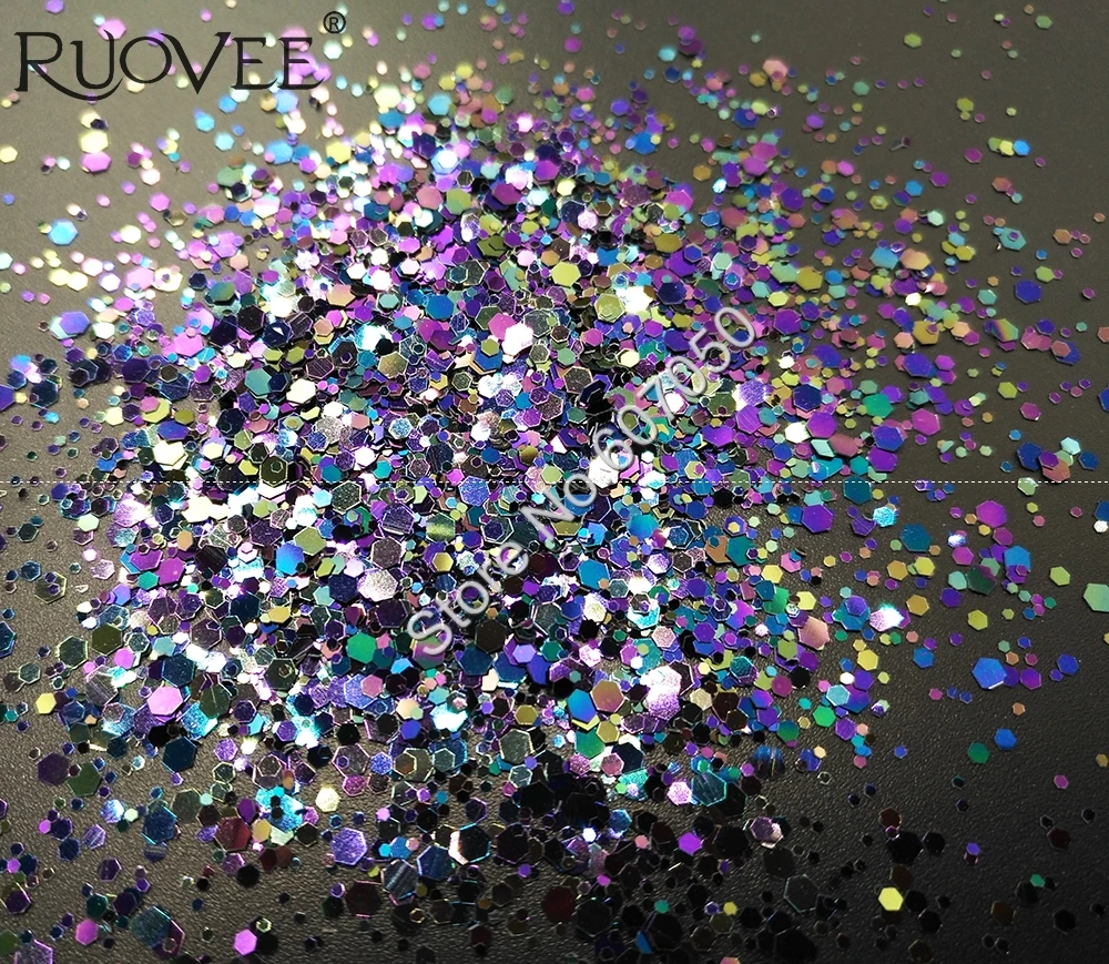 021 # Хамелеон Цвет Блестящий микс металлический блеск Шестигранная форма для