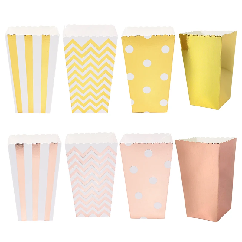 

6/12 шт., бумажные коробки для попкорна в полоску