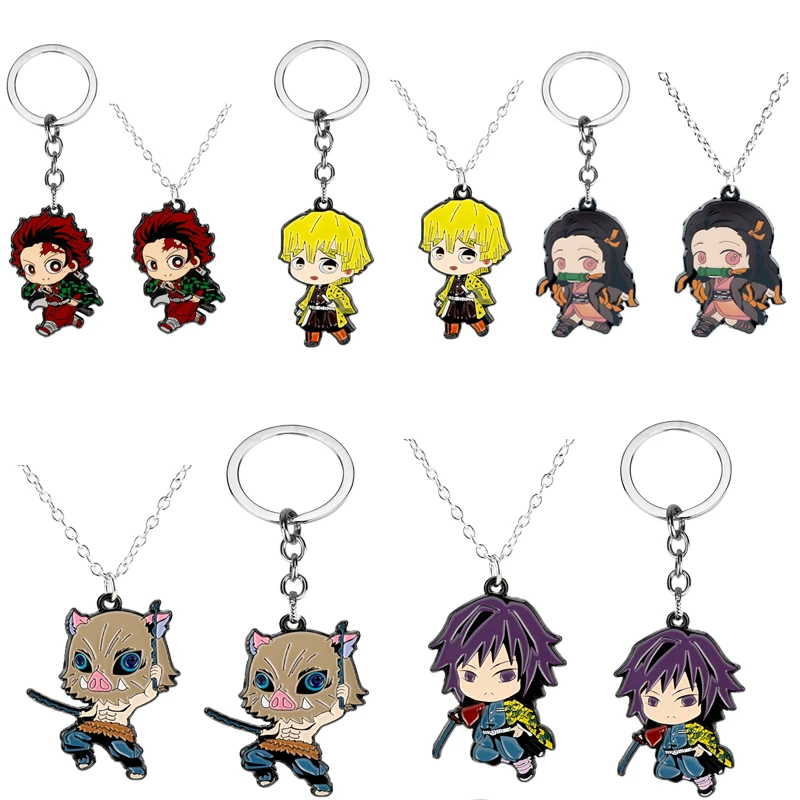 

Anime Charactor Demon Slayer Keychain Kimetsu No Yaiba Metal Keyring Jewelry Comic Pendant Key Chains Cute Car Key Keychains