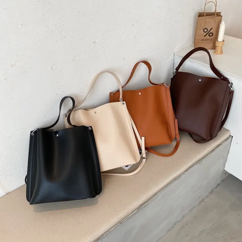 

Simple High Capacity PU Leather Shoulder Bags for Women 2020 Simple Large Handbags Women's Travel Branded Trending Hand Bag