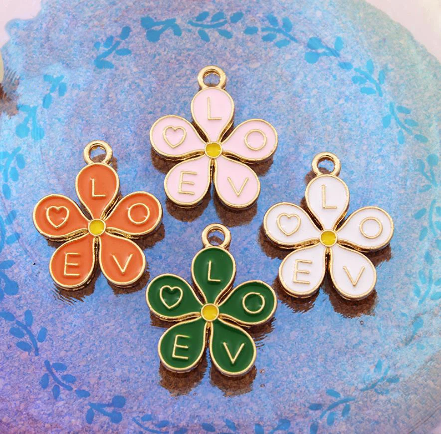 

Эмалированный маленький свежий цветок любви, простые Подвески «сделай сам», изготовление ювелирных изделий, сплав, подвески, брелок, серьги...