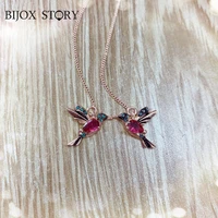 bijox story cute bird zircon drop earrings for women 925 sterling silver 1816mm anniversary engagement jewelry gifts 2021 trend