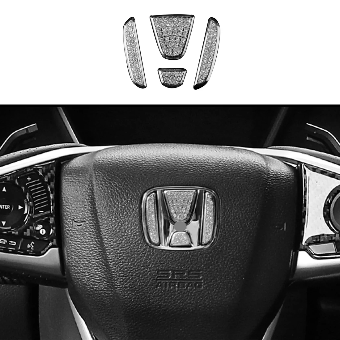 4 шт. Кристалл интерьер рулевого колеса Крышка отделка Подходит для Honda Civic
